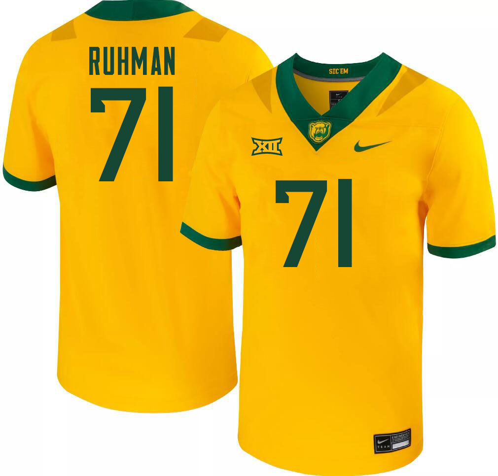 Men-Youth #71 MJ Ruhman Baylor Bears 2023 College Football Jerseys Stitched-Gold